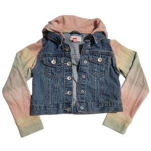 Kids Ombre Rainbow Sleeve Hooded Denim Jacket/ Children's Place/ Size 5/6(S)